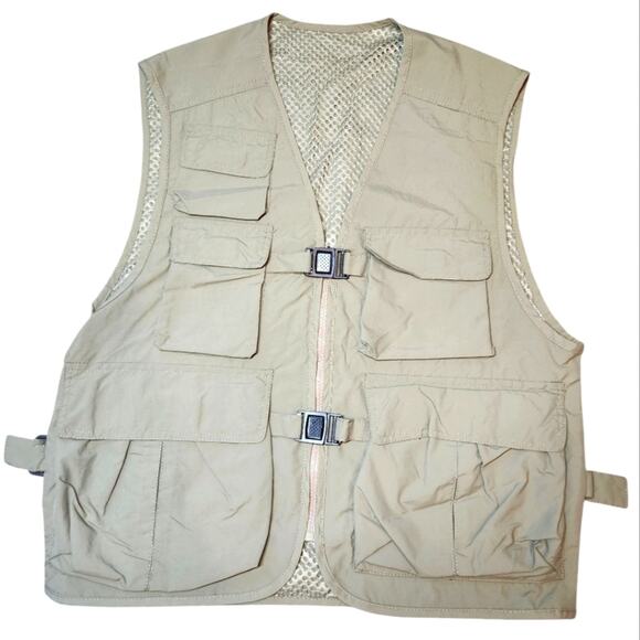Nylon utility vest with pockets beige - Picture 1 of 7
